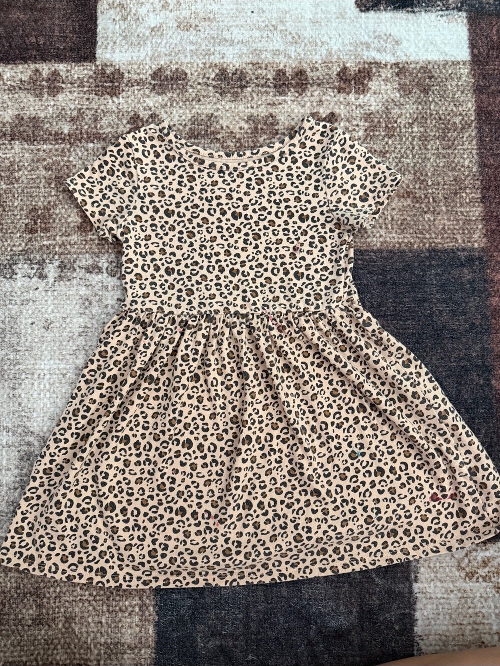 Cat & Jack Beige Leopard Print Short Sleeve Dress